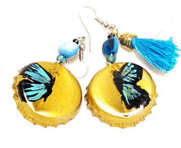 Aretes vuelo azulado