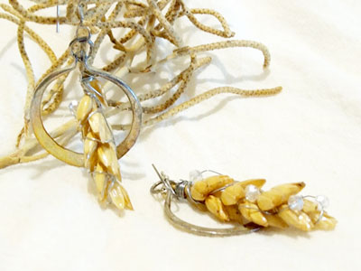 Aretes trigo en plata