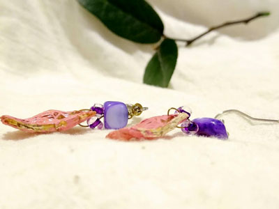 Aretes nopal mora rosa